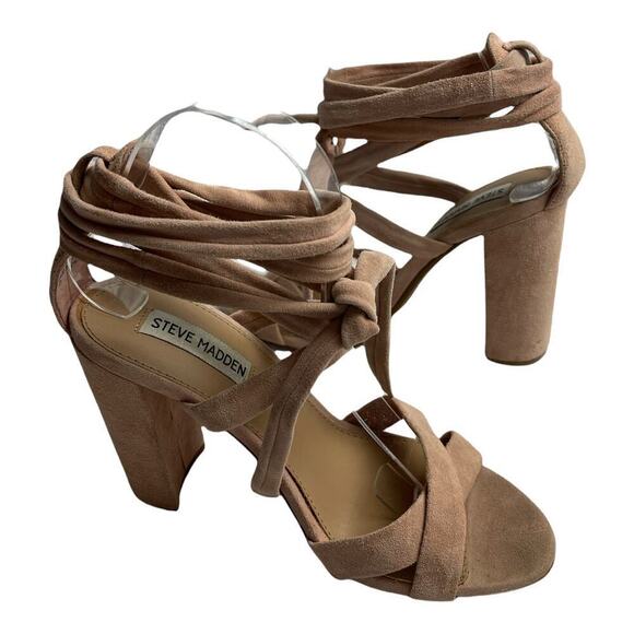 Steve Madden Christey Leather Suede Ballet Pink Ballet Heel Sandals Women's 7.5M - Picture 4 of 9